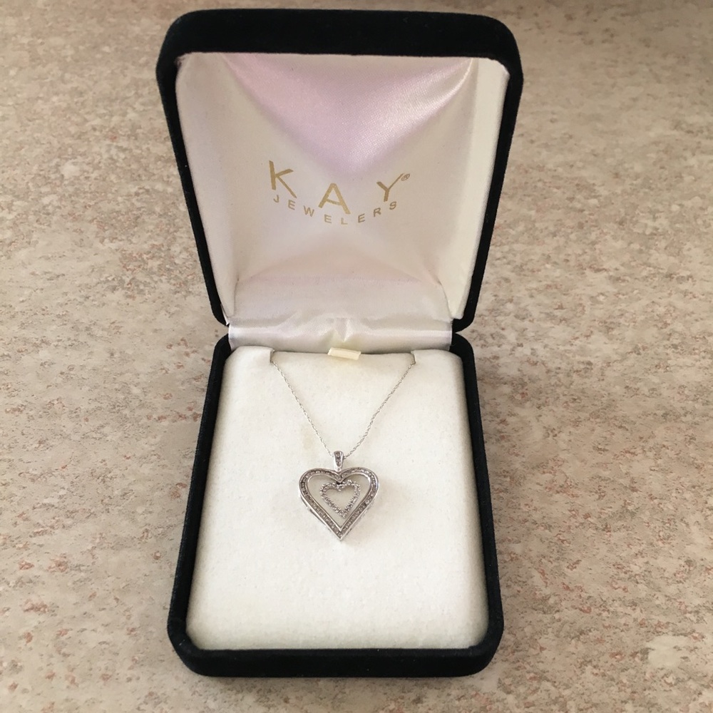 Kay Jewelers Diamond White Gold Heart Pendant